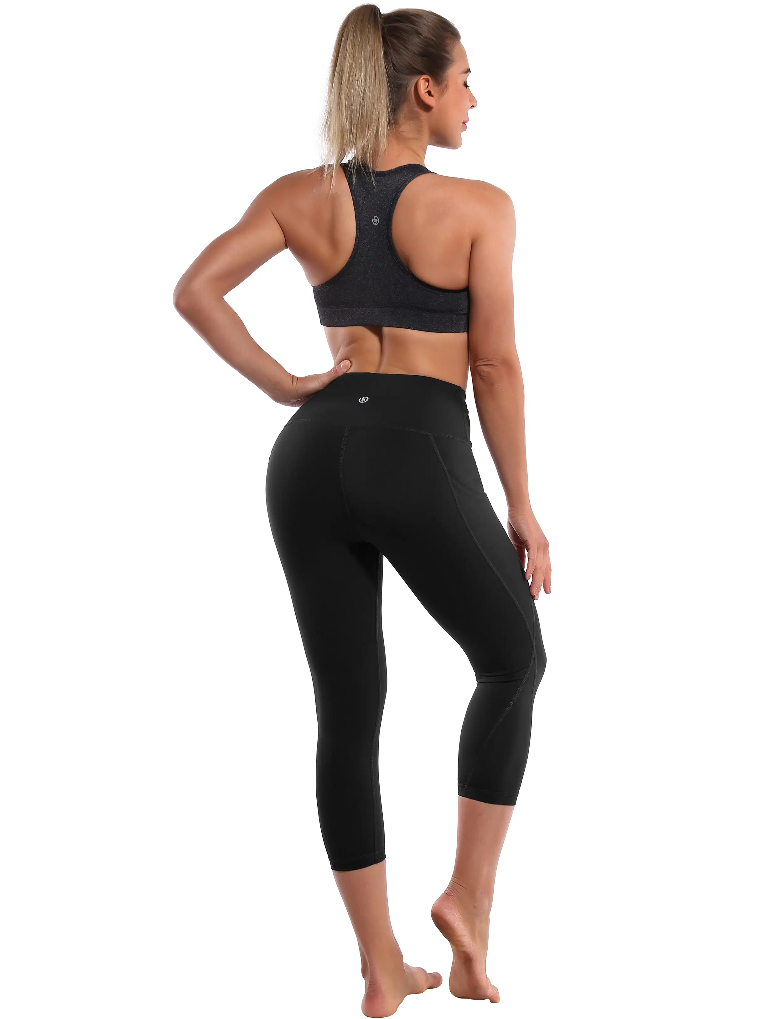 19 High Waist Side Pockets Capris black_yogastudio