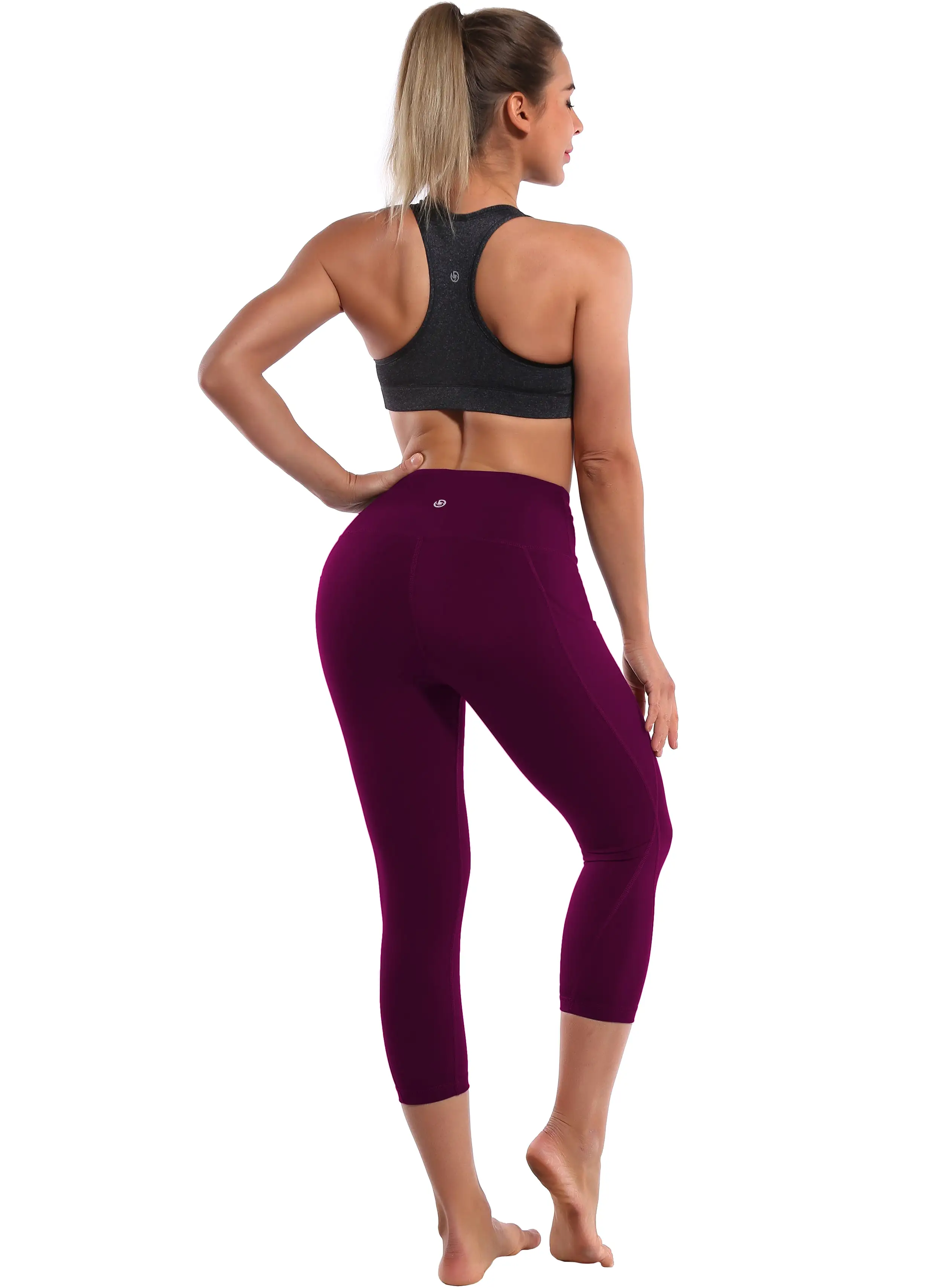 19 High Waist Side Pockets Capris grapevine_yogastudio