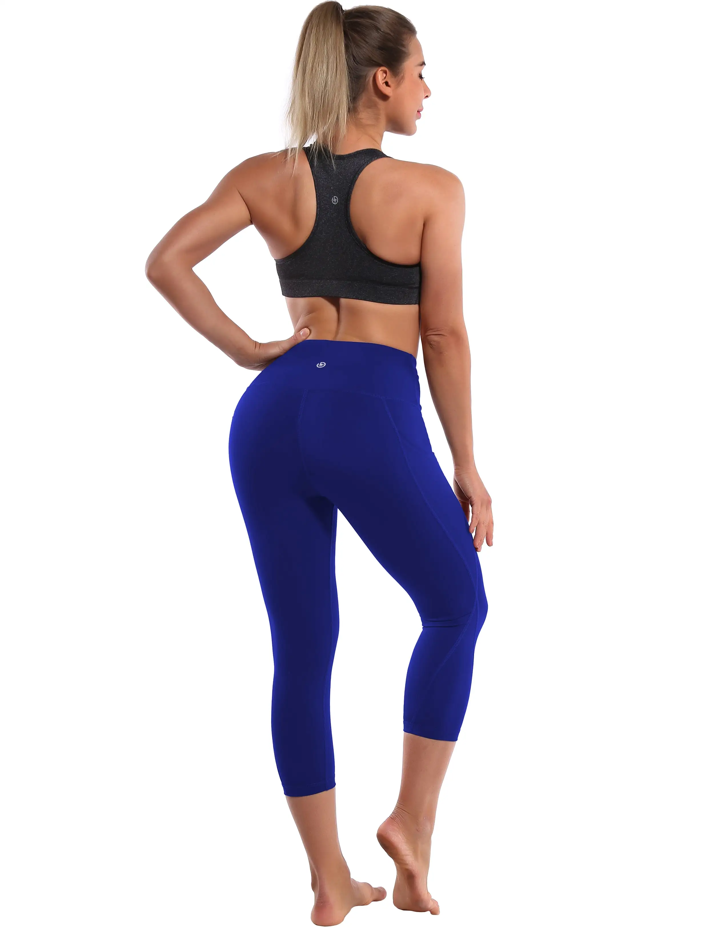 19 High Waist Side Pockets Capris navy_yogastudio