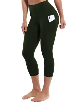 19 High Waist Side Pockets Capris olivegray_yogastudio