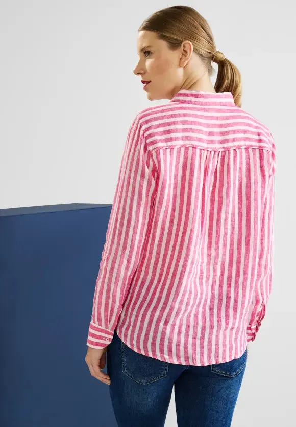 343769- Candy Pink Stripe Linen Shirt - Street One