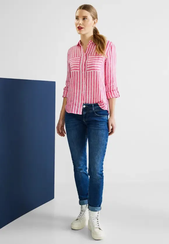 343769- Candy Pink Stripe Linen Shirt - Street One