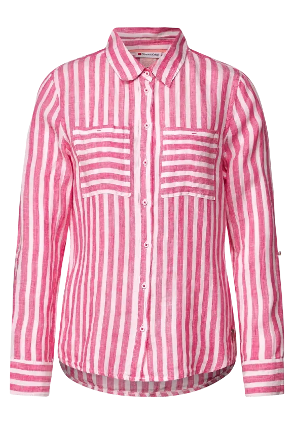 343769- Candy Pink Stripe Linen Shirt - Street One