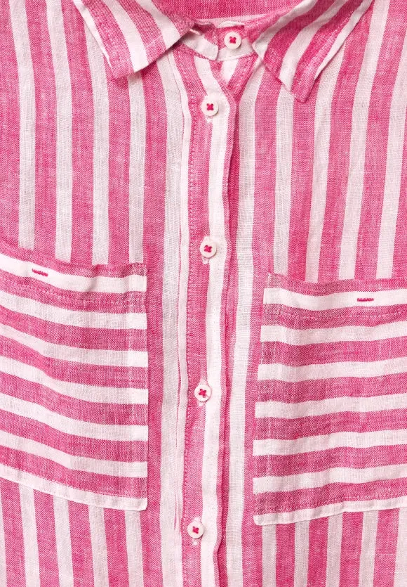 343769- Candy Pink Stripe Linen Shirt - Street One