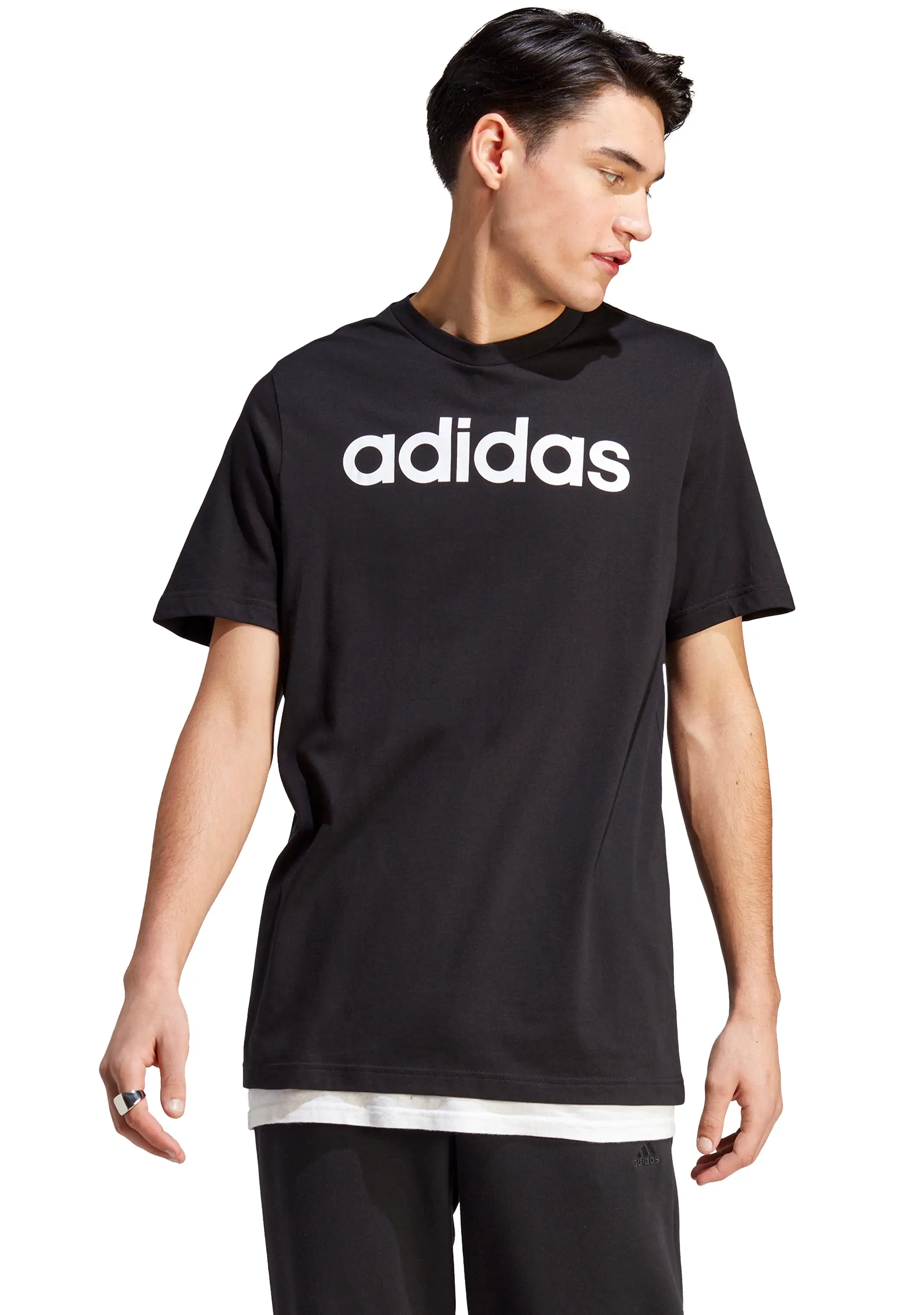 Adidas Mens Essentials Single Jersey Linear Embroidered Logo Tee <br> IC9274