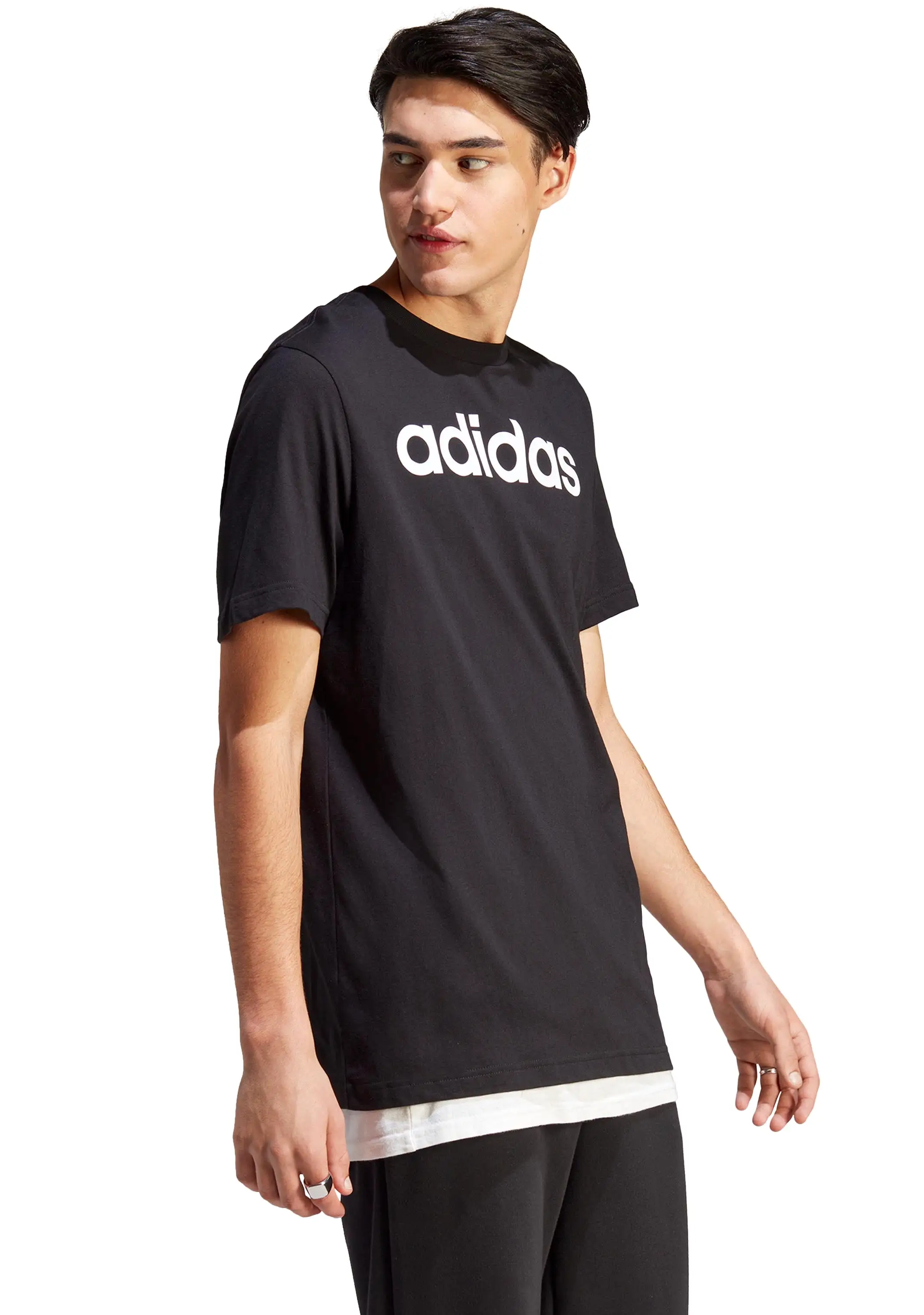 Adidas Mens Essentials Single Jersey Linear Embroidered Logo Tee <br> IC9274