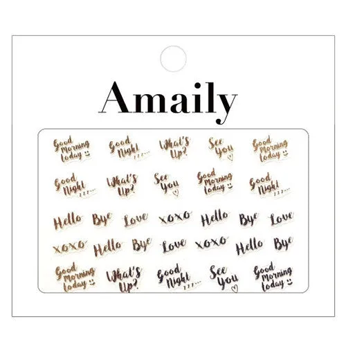 Amaily Japanese Nail Art Sticker / Greetings / Gold