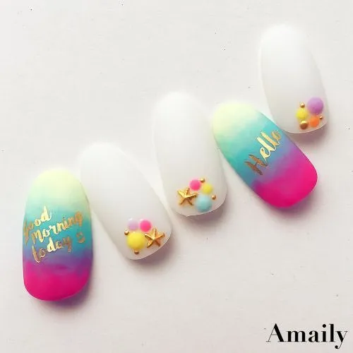 Amaily Japanese Nail Art Sticker / Greetings / Gold