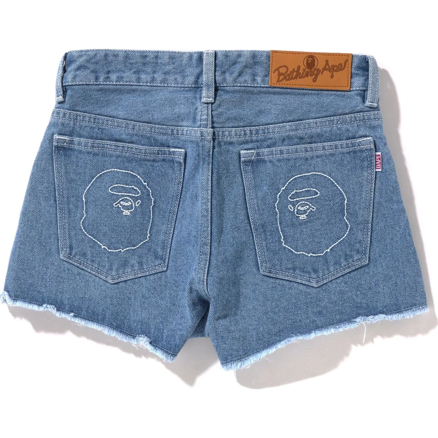 APE HEAD STITCHED DENIM SHORTS LADIES