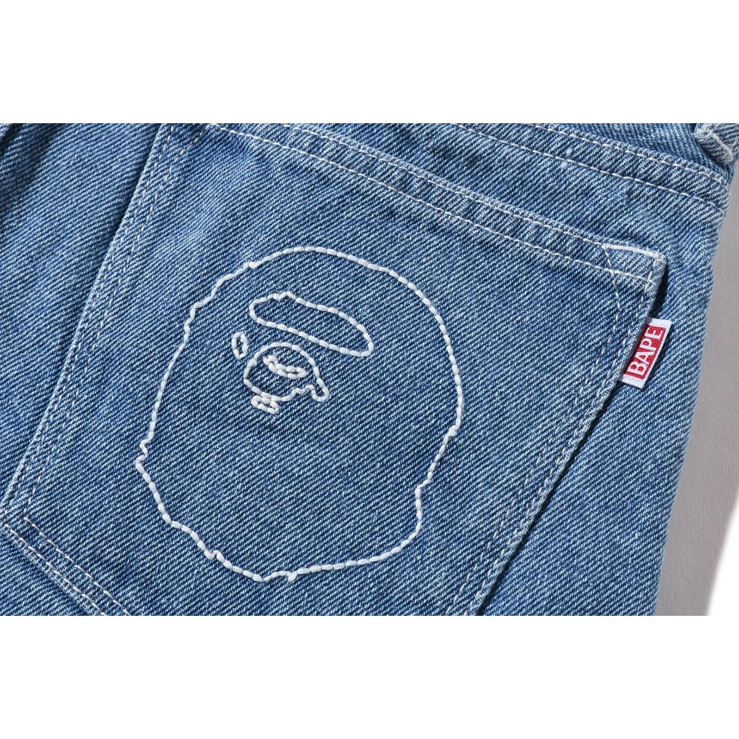 APE HEAD STITCHED DENIM SHORTS LADIES