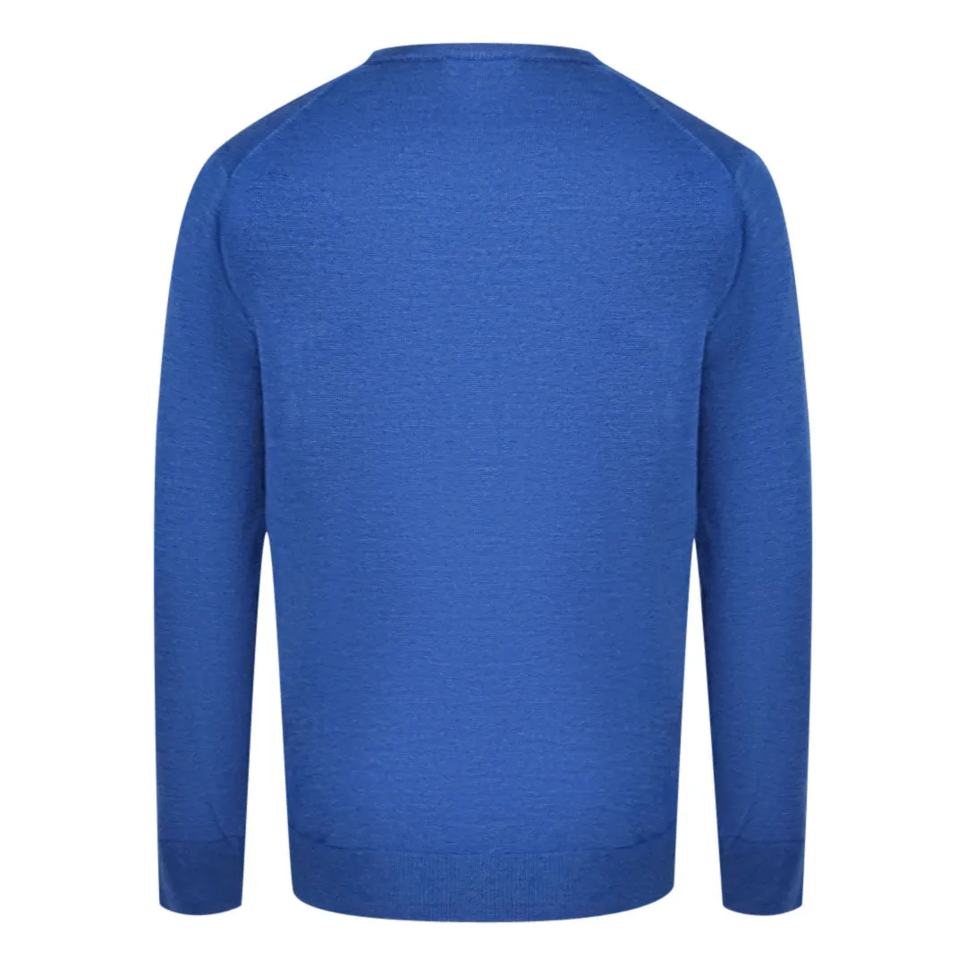 Aquascutum Check A Logo Blue V-Neck Jumper