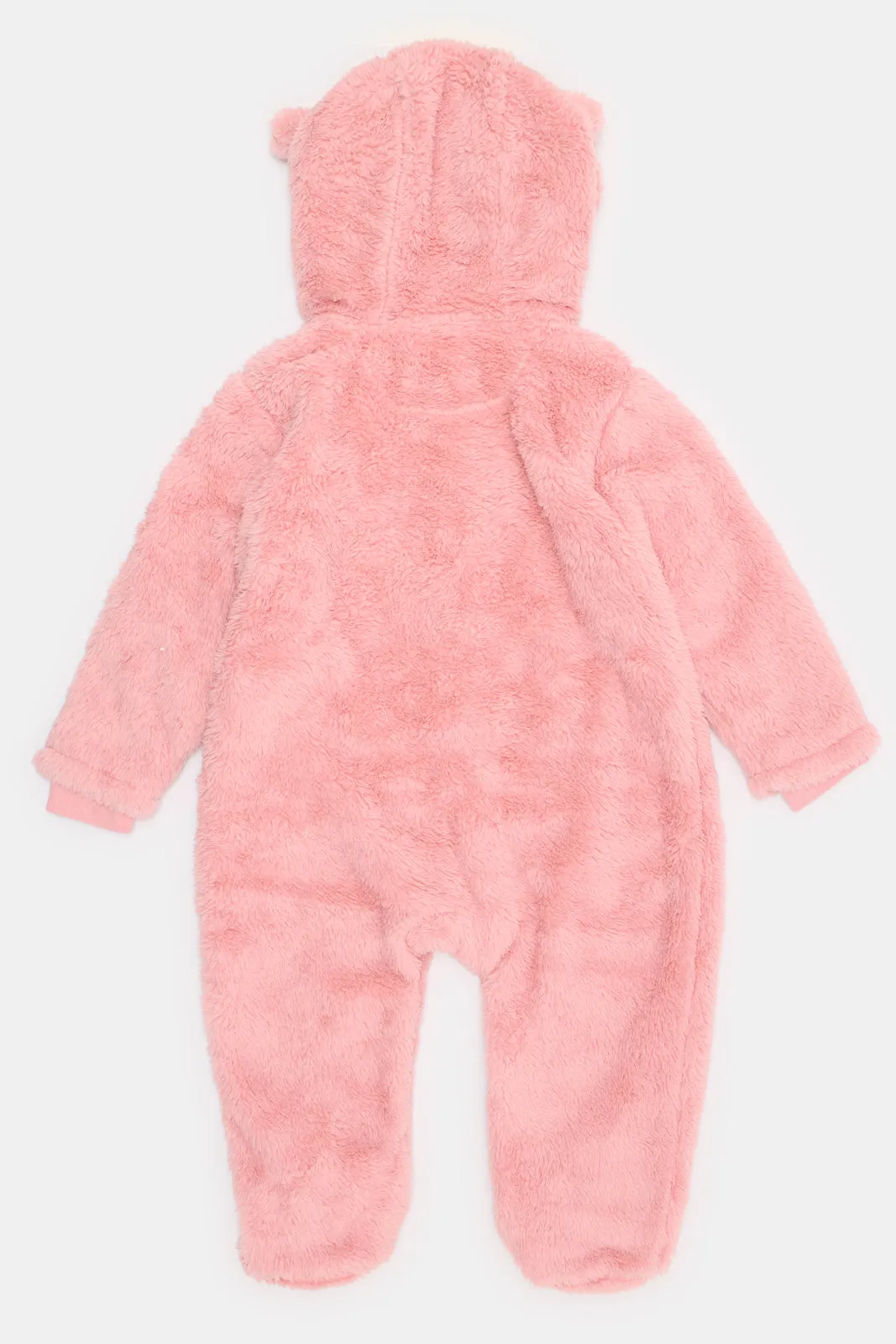 Baby Pink Fleece Front Zipper Coat