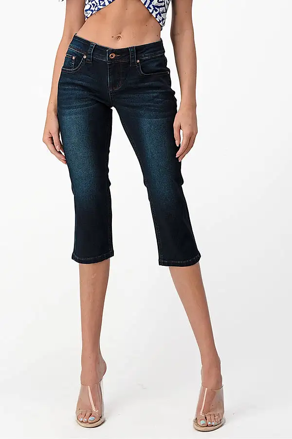 Basic Design Soft Denim Mid Rise Capri