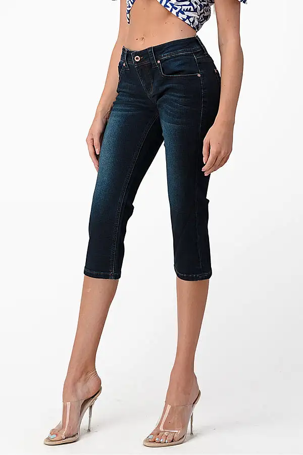 Basic Design Soft Denim Mid Rise Capri