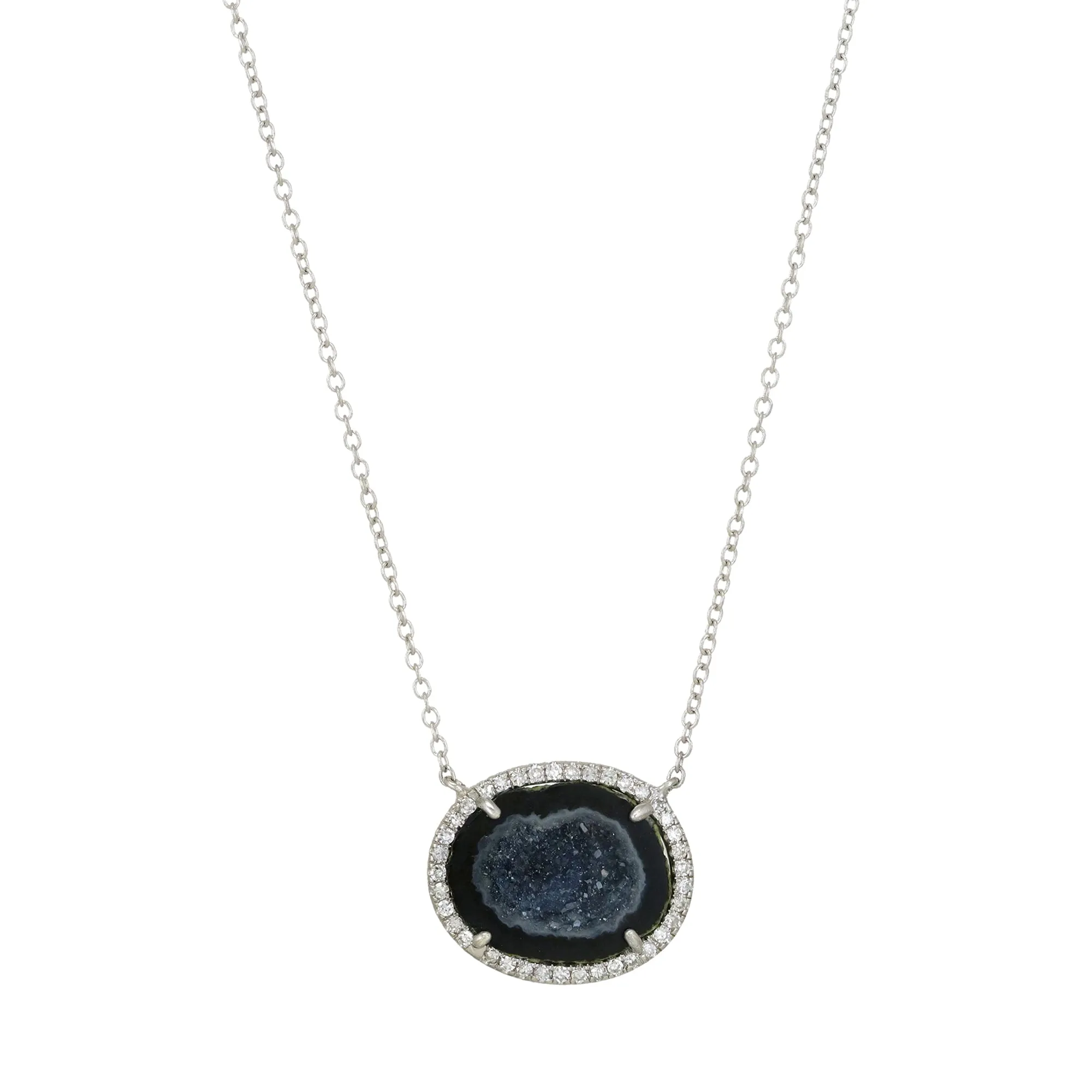 Black Baby Geode Necklace With Diamonds