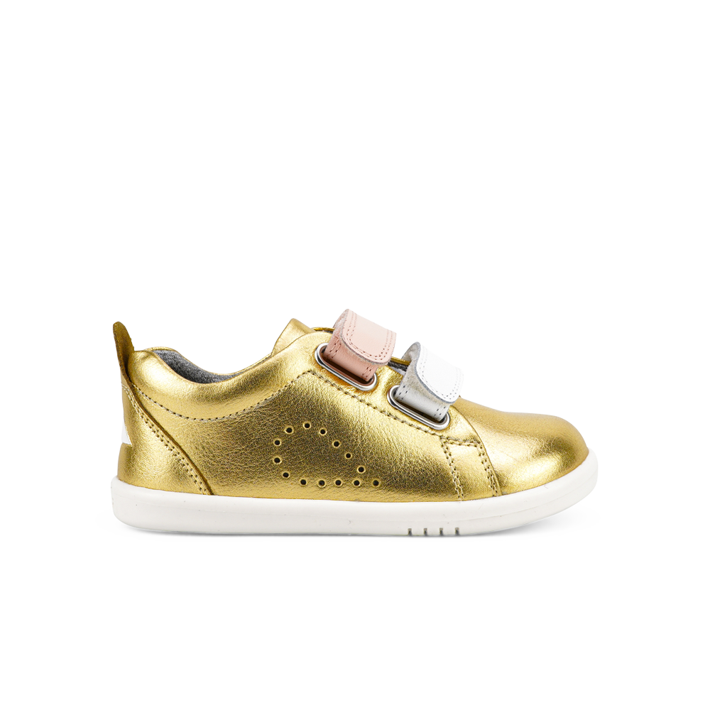 Bobux I-Walk Grass Court Switch Gold Metallic (White + Seashell)