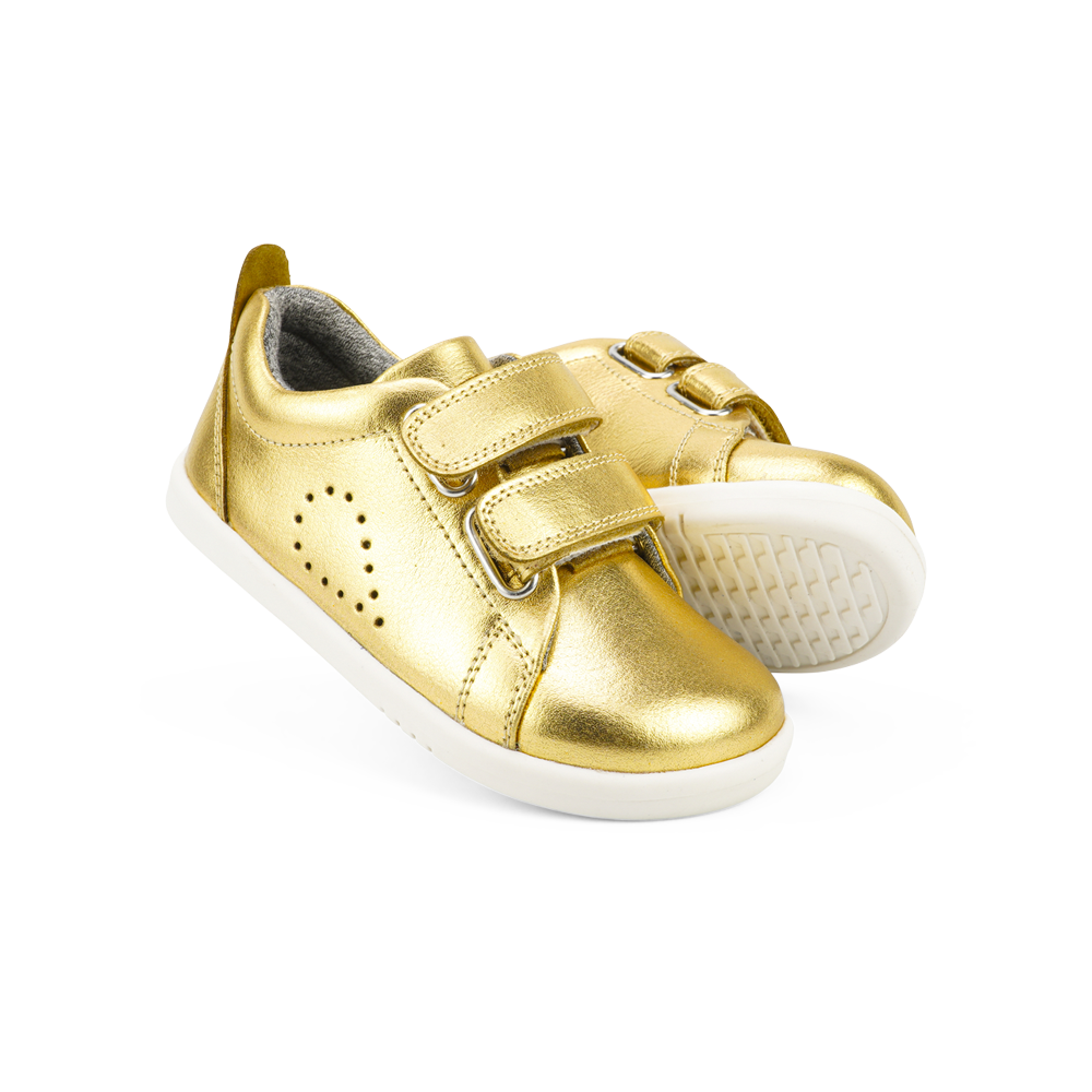 Bobux I-Walk Grass Court Switch Gold Metallic (White + Seashell)