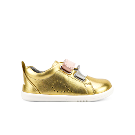 Bobux I-Walk Grass Court Switch Gold Metallic (White + Seashell)