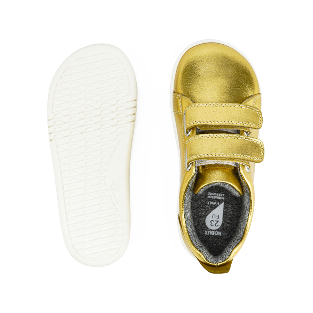 Bobux I-Walk Grass Court Switch Gold Metallic (White + Seashell)