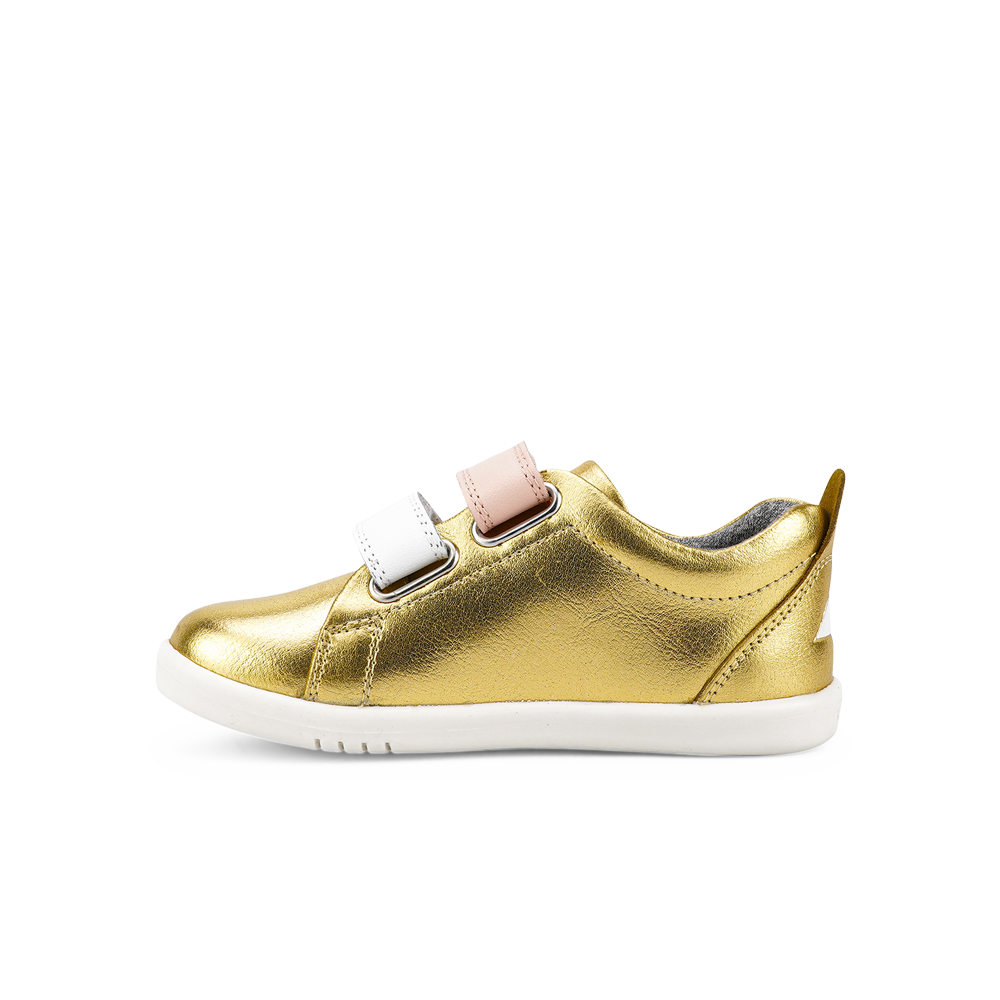 Bobux I-Walk Grass Court Switch Gold Metallic (White + Seashell)