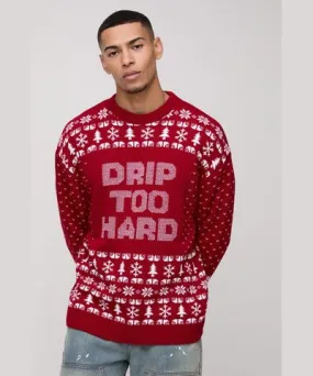 boohoo Mens Oversized Drip Too Hard Christmas Sweater