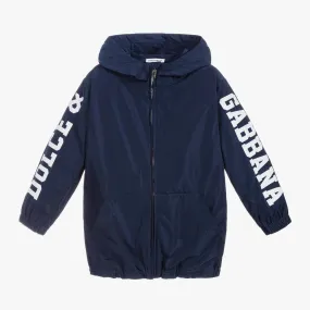 Boys Blue Logo Parka Coat