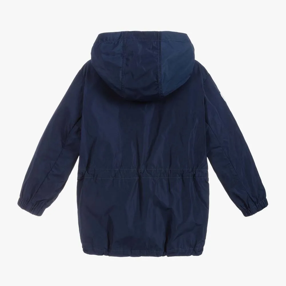 Boys Blue Logo Parka Coat