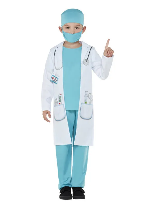 Boys Doctor Hospital Surgeon Coat Uniform Fancy Dress Occupation Costume