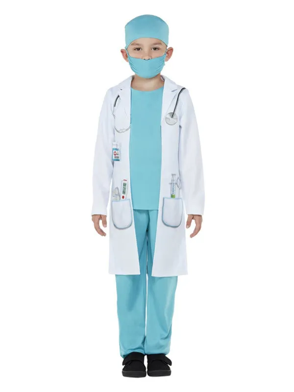 Boys Doctor Hospital Surgeon Coat Uniform Fancy Dress Occupation Costume