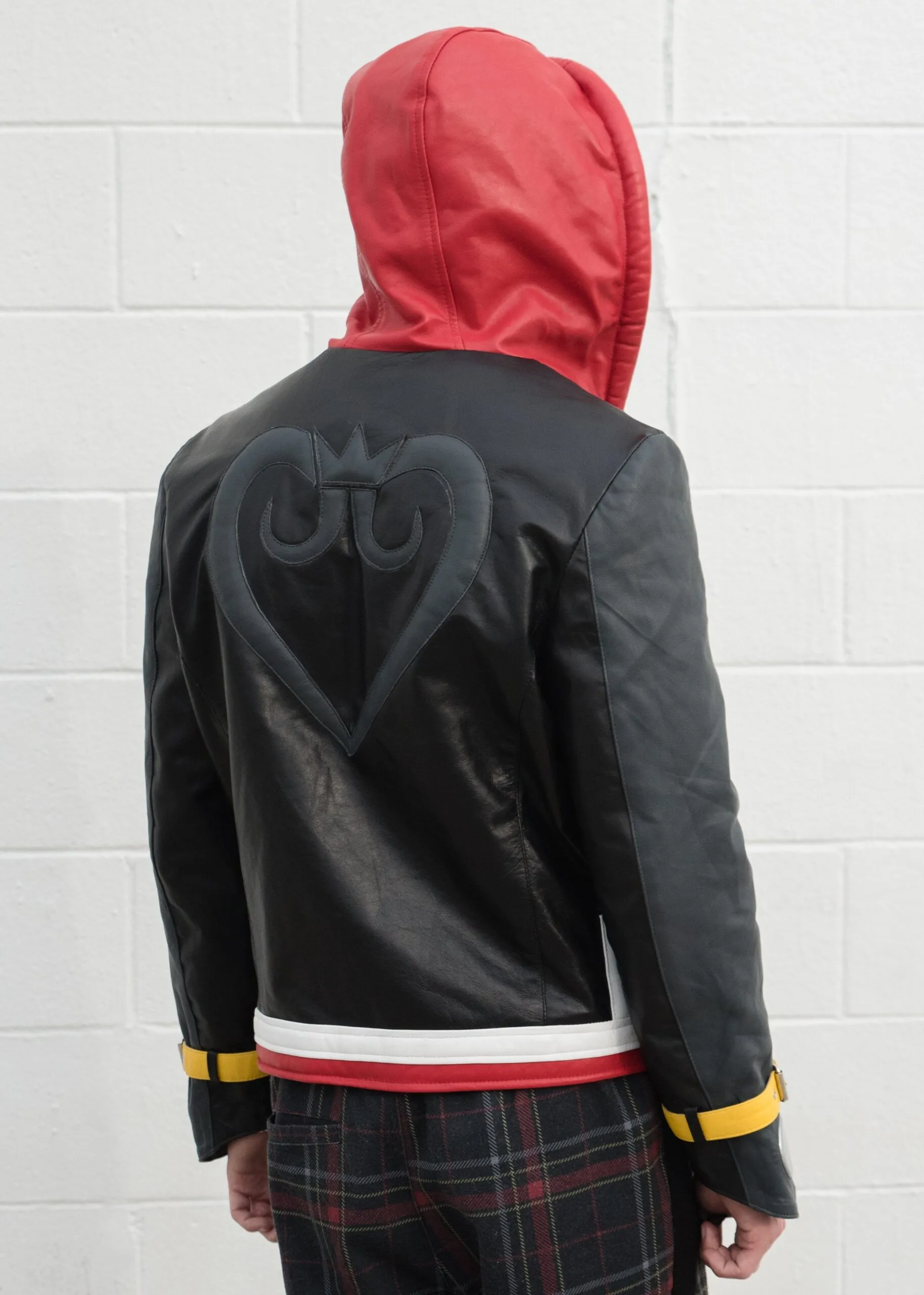 Buy Mens Kingdom Hearts Zip Up Leather Jacket Black Red | LucaJackets