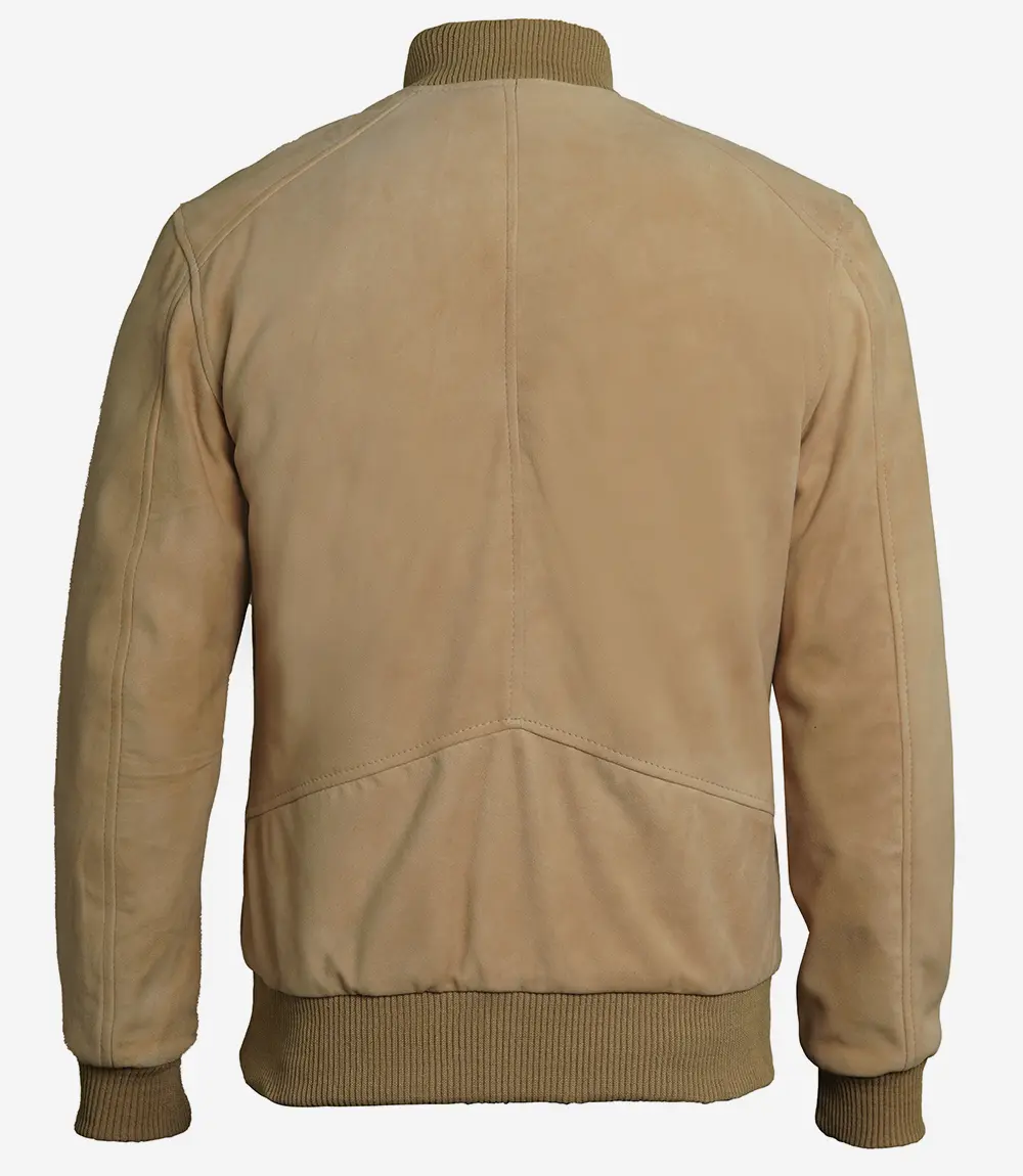 Camel Brown Men's Suede Bomber Jacket