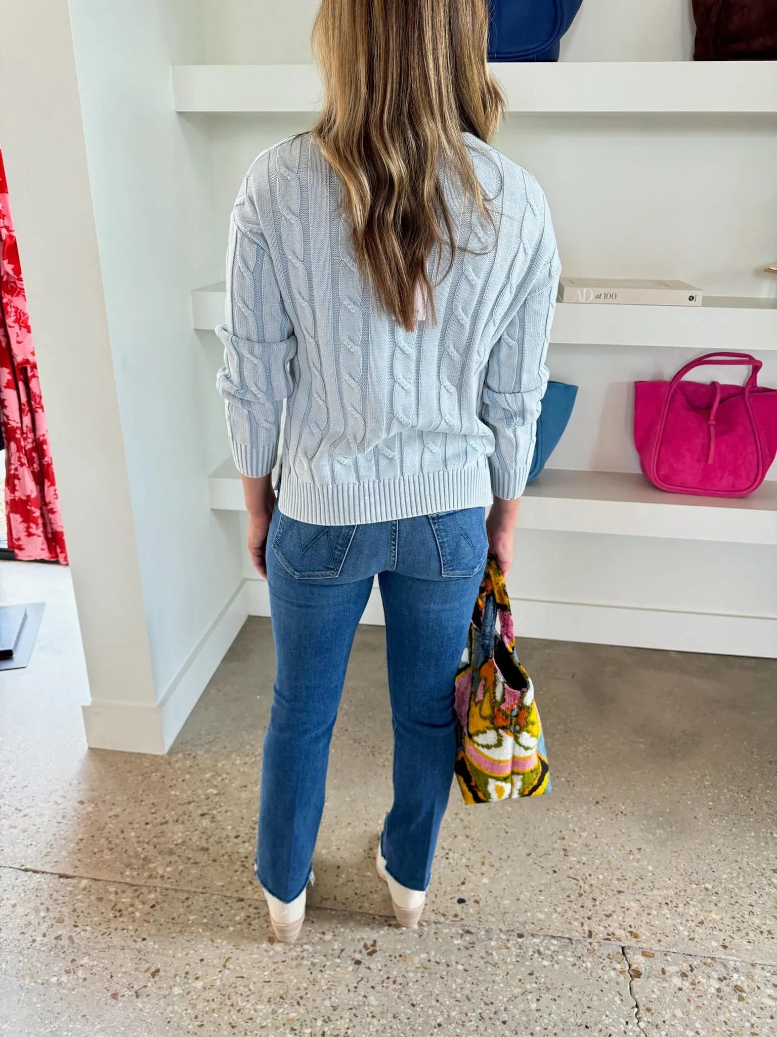 Chambray Washed Cable Sweater