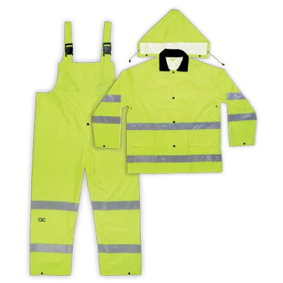 CLC R111 3 PIECE HI-VIZ ANSI CLASS 3 POLYESTER RAIN SUIT