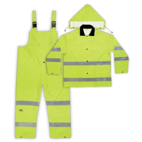 CLC R111 3 PIECE HI-VIZ ANSI CLASS 3 POLYESTER RAIN SUIT