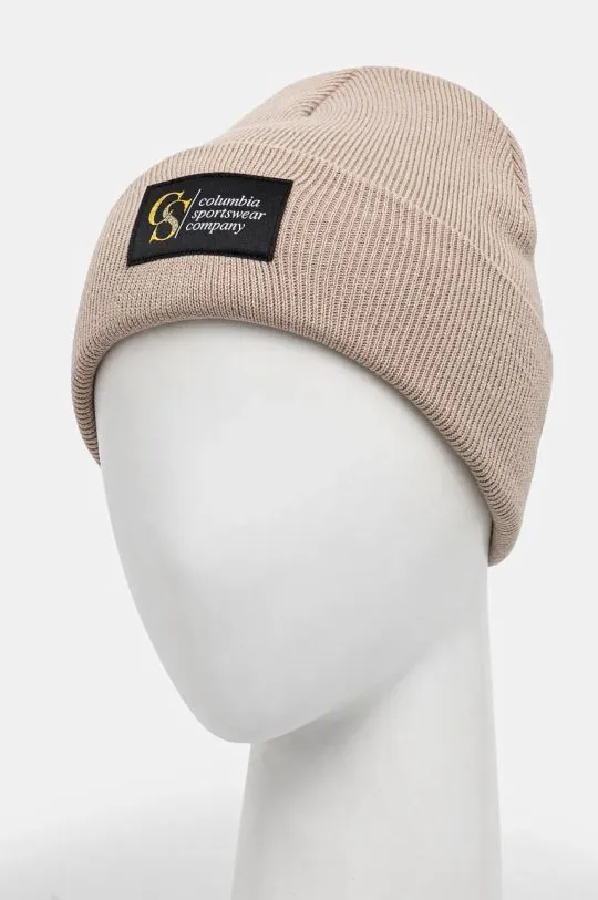 Columbia beanie City Trek Heavyweight beige color thick knit