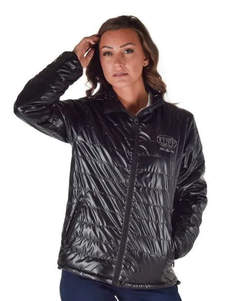 Cowgirl Tuff Womens Horizontal Midweight Black 100% Polyester Softshell Jacket