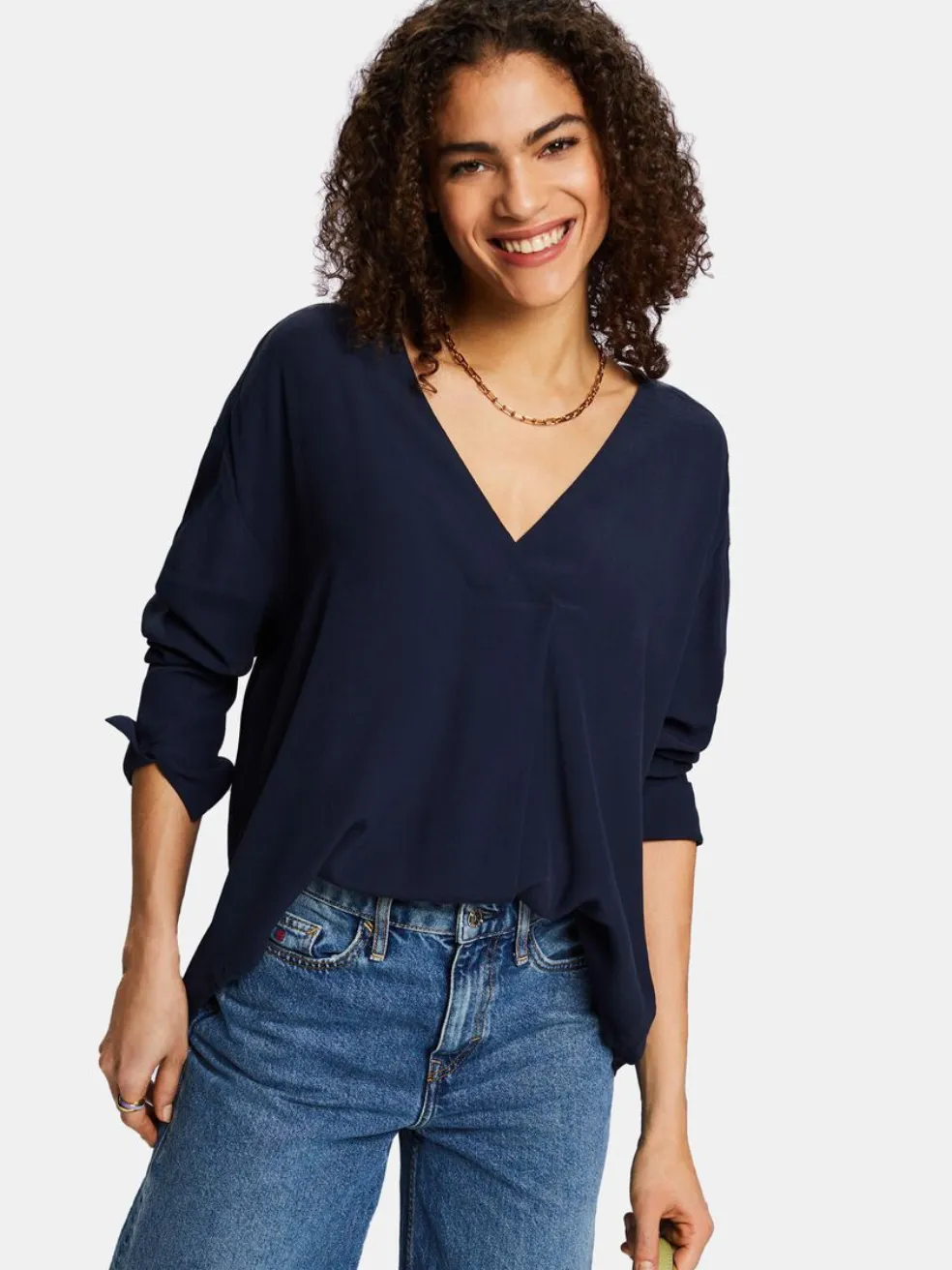 Crepe V-Neck Blouse