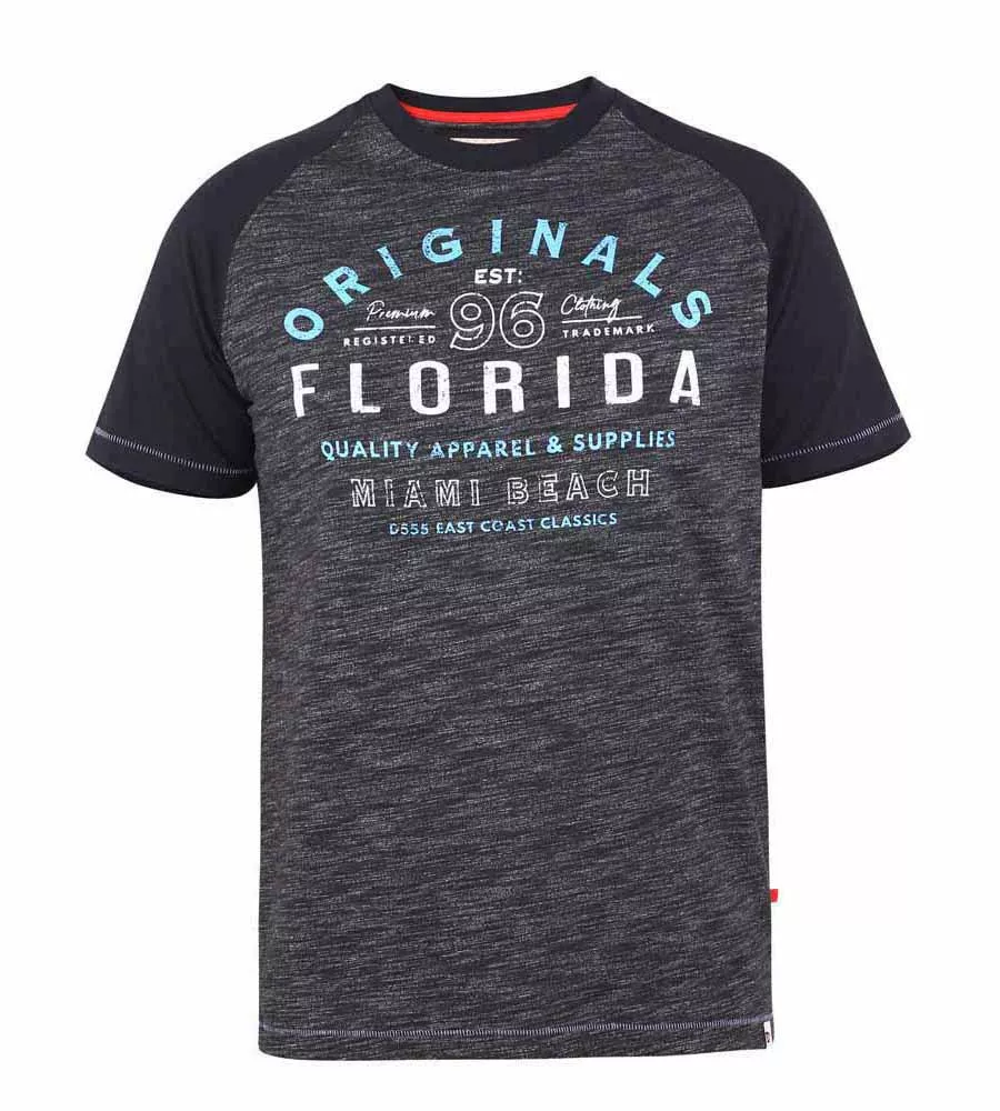 D555 Tall Mens Florida Originals Printed T-Shirt With Raglan Sleeves (WHITFIELD)