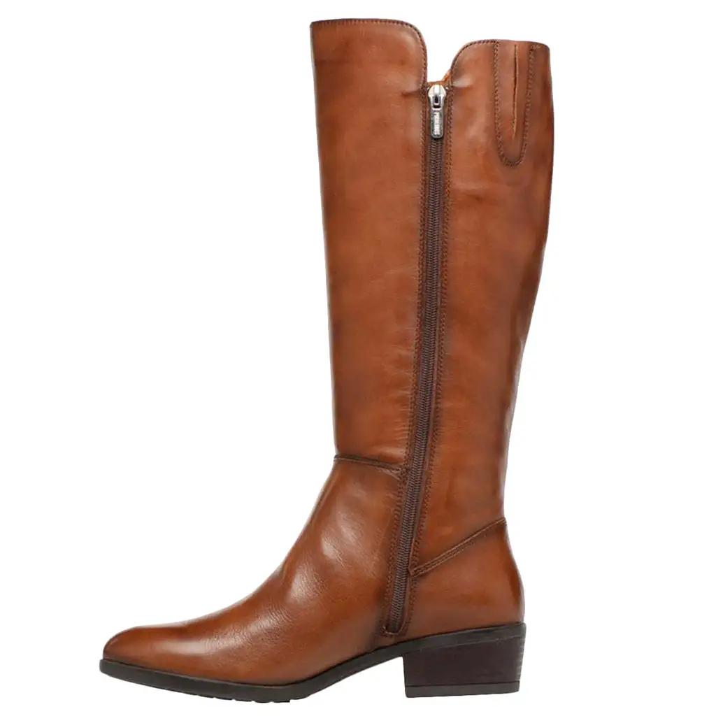 Daroca Calfskin Leather Women's Zip up Mid Calf Boots