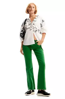 Desigual Denim Flare Green Pant