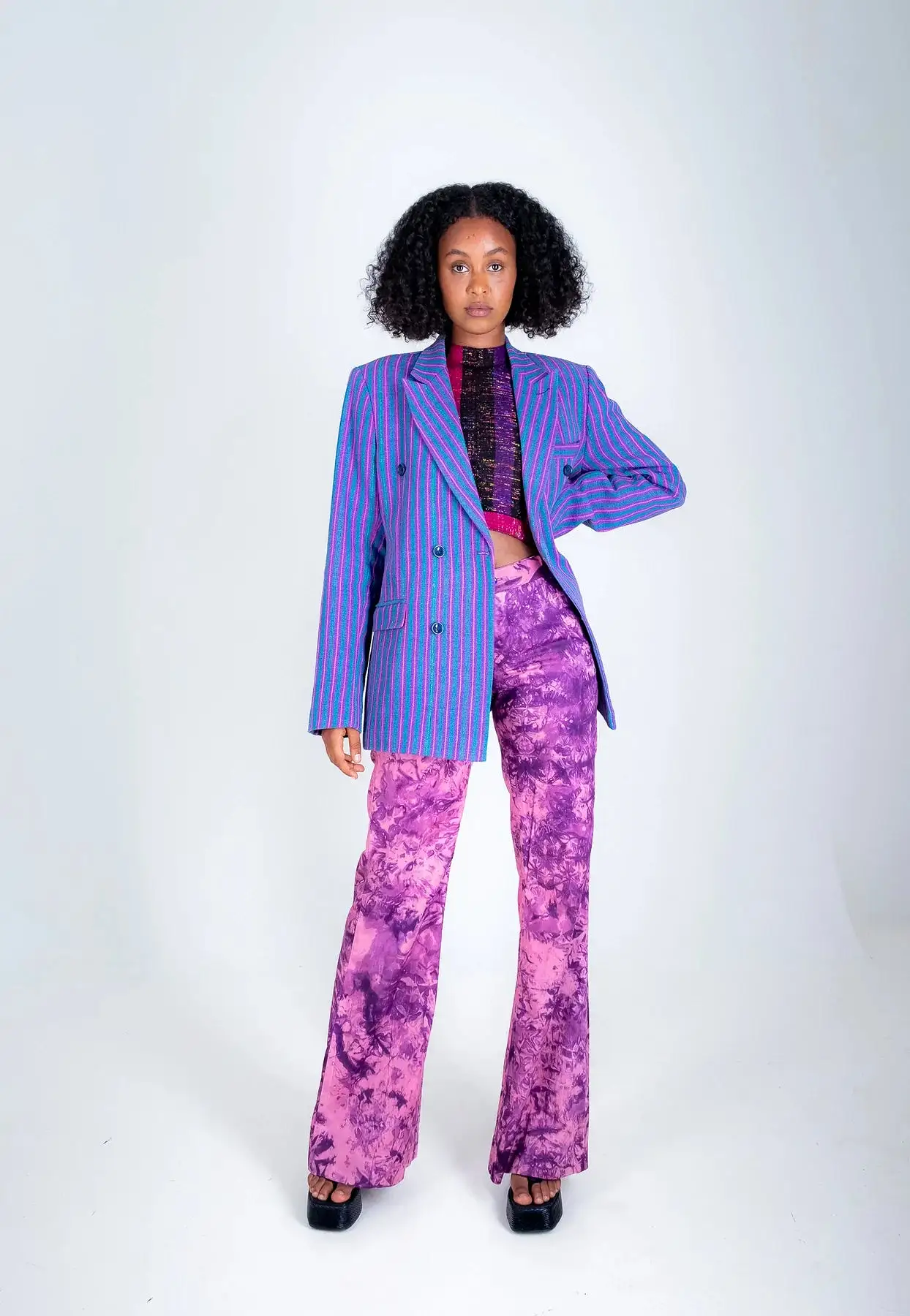 Djedje I Tailor Fitted Flare Cut Pant - Purple