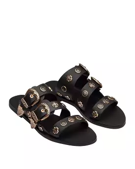 Eastwood Stud Slides - Black / Gold