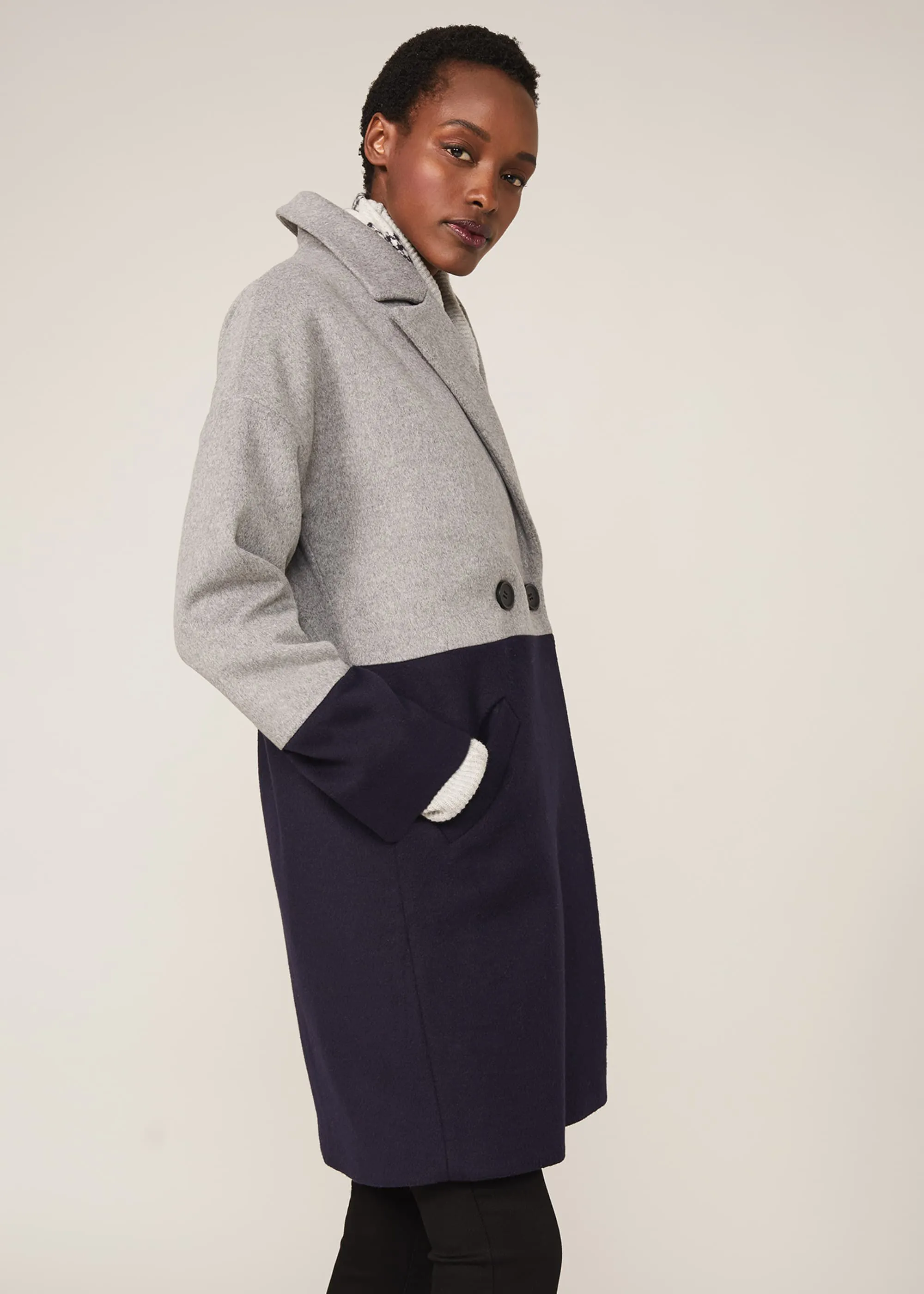 Emery Colourblock Wool Coat