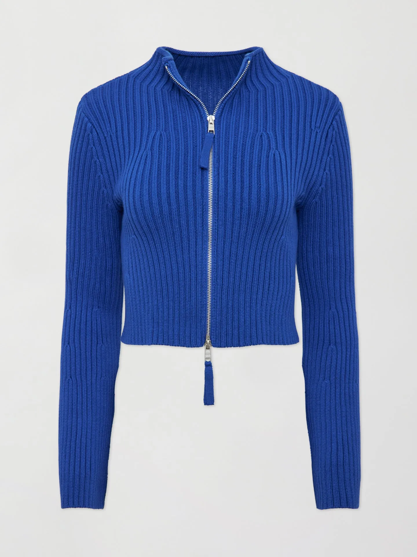 Fashion Rib Zip Cardi - BLUE JEANS