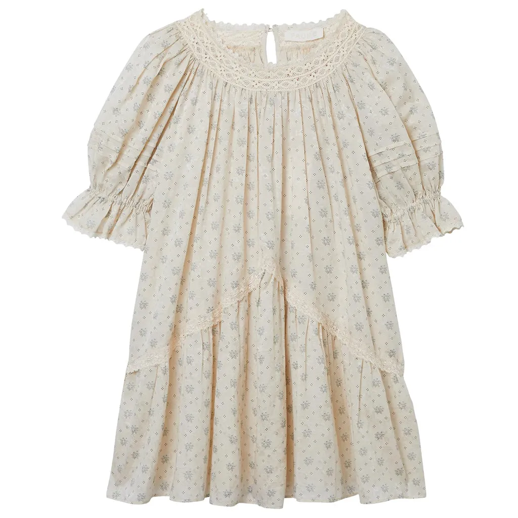 Faune Child Anais Dress Blue Ditsy Print