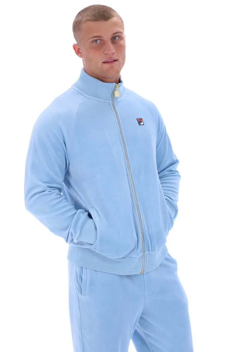 Fila Eddie Velour Hem Ribbed Track Jacket Blue Bell