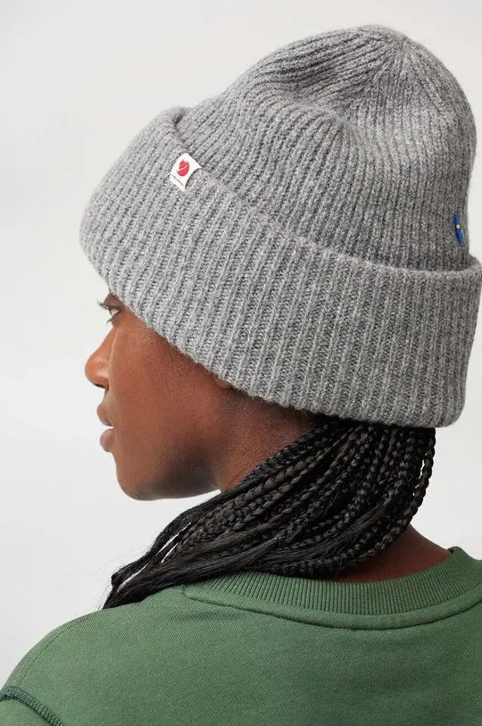 Fjallraven wool beanie Heavy Beanie gray color thick knit F12100006.020