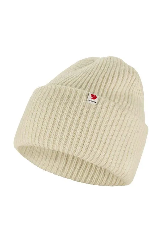 Fjallraven wool beanie Heavy Beanie white color thick knit F12100006.113