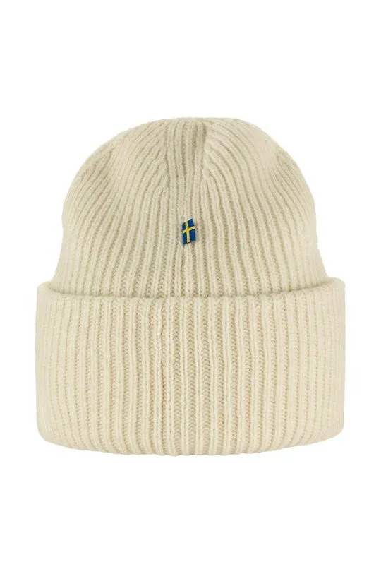 Fjallraven wool beanie Heavy Beanie white color thick knit F12100006.113