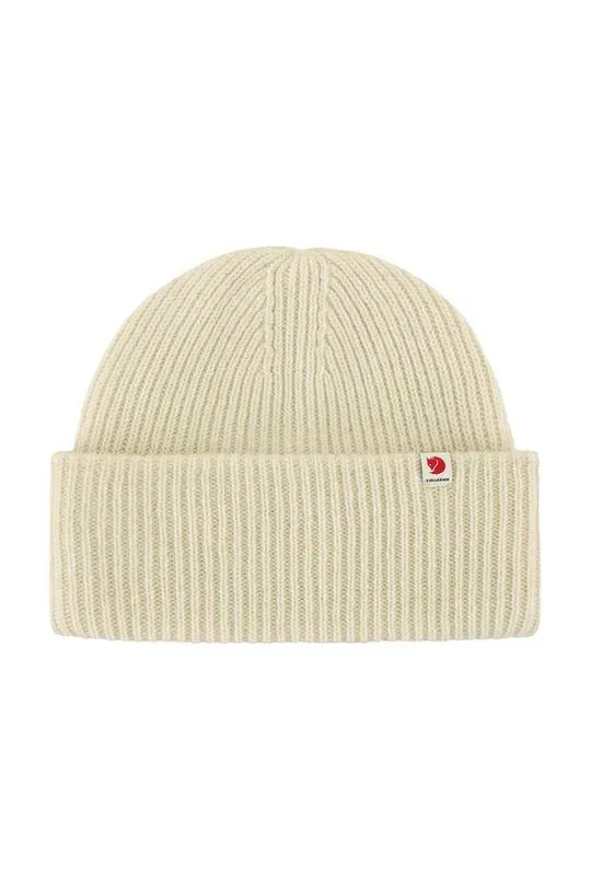 Fjallraven wool beanie Heavy Beanie white color thick knit F12100006.113